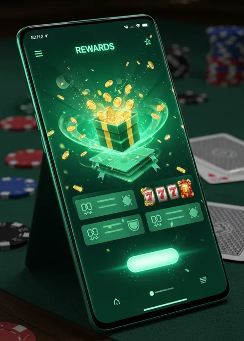 Lucky Wheel Casino bonuses page featuring a welcome offer banner with free spins and bonus cash